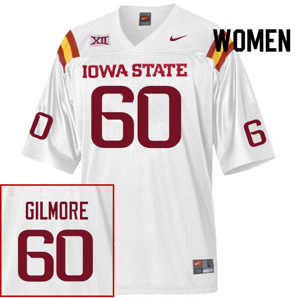 Women #60 Aidan Gilmore Iowa State Cyclones College Football Jerseys Stitched Sale-White